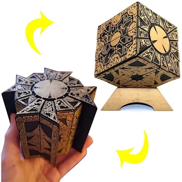 Avtakbar Hellraiser Puzzle Box, Funksjonell Hellraiser Puzzle Box, Deformasjon Avtakbar Låsepuzzleboks. med Base