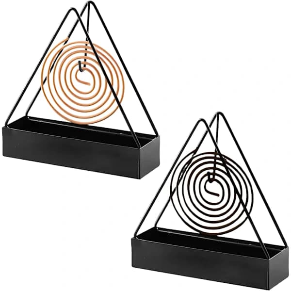 2 Pieces Black Metal Mosquito Coil Holders - Creative Triangular Outdoor Mosquito Coil Incense Spiral