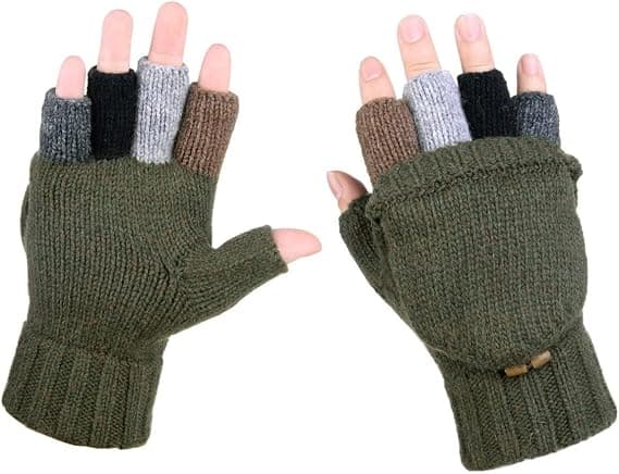 Vinterhandsker fingerløse flip-handsker fortykkede strikkede kashmirhandsker vanter