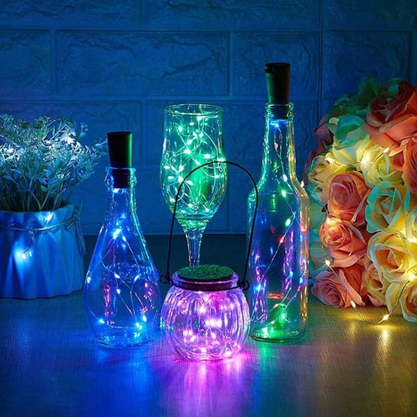 Wine Bottle Lights with Cork, 6-Pack 20 LED 6.5ft (2M) Silver Copper Wire Battery Operated Home Decor String Light for DIY Birthday Party
