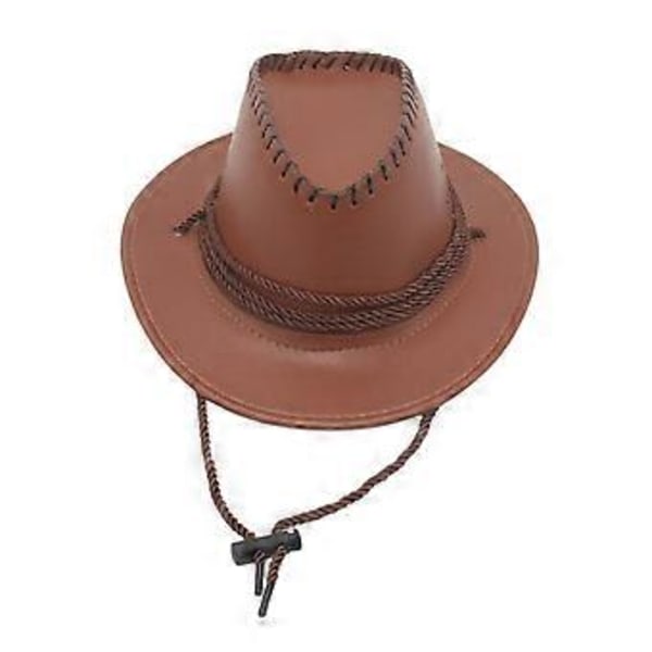 Västlig Cowboyhatt Solhatt Läder för Kostymtillbehör Semester Utomhus Camping (khaki)