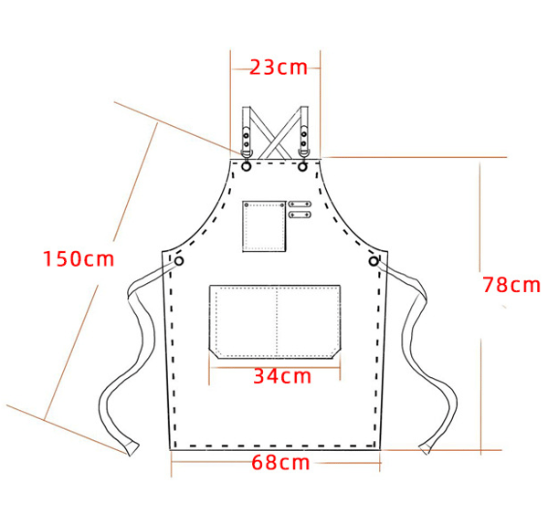 (Beige) Forkle for menn, lerretforkle med 3 lommer, vanntett E E