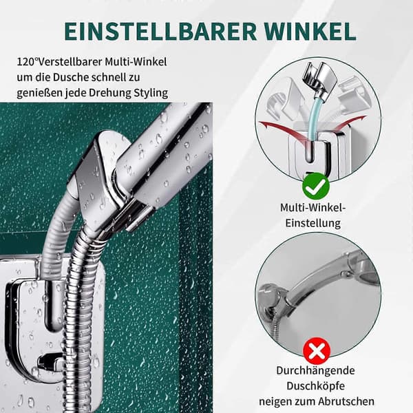 1 stk. veggmontert dusjhodeholder med silikonadapter
