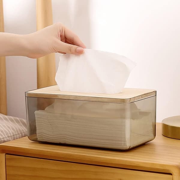 1 st Tissuehållare, Tissuebox Cover Trä Transparent Servett