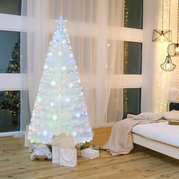 Fiberoptisk julgran 180 cm, LED-snöflingor, stjärna