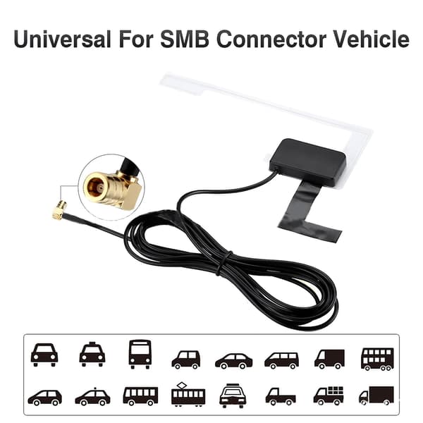 Universal Dab Digital Bilradioantenne Patch Antenne Vinduesglas Klæbefæste (sort)