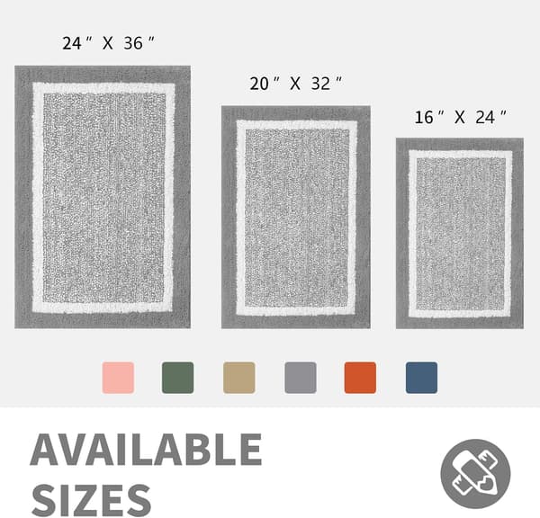 Sklisikker baderomsmatte for dusj og badekar 40x60 cm Lys grå Vaskbar