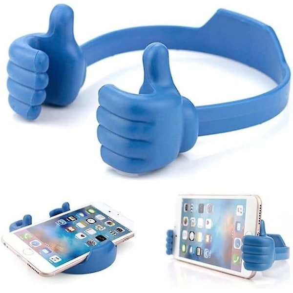 2 stk tommel opp mobiltelefonholder for skrivebord, universell fleksibel mobiltelefonholder for nettbrett 2Pcs Blue