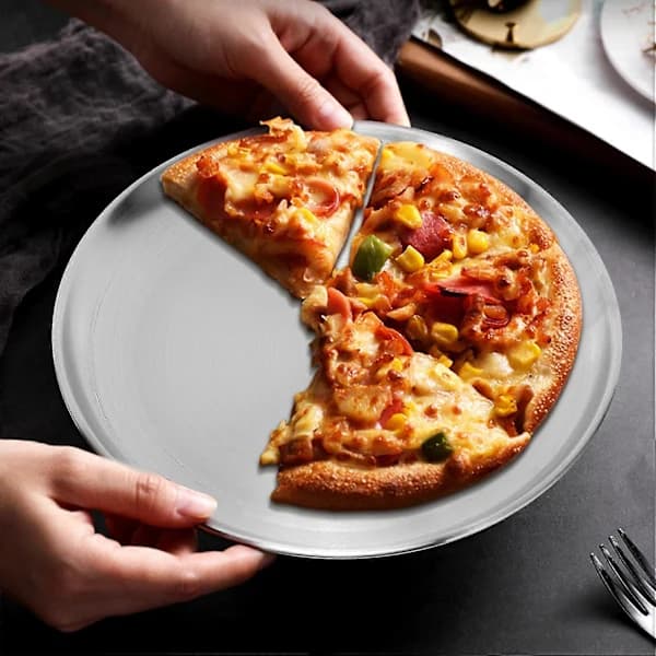 4-pakning 30 cm pizzabrett, pizzabakeplate i rustfritt stål, rund pizzabakeplate, for baking