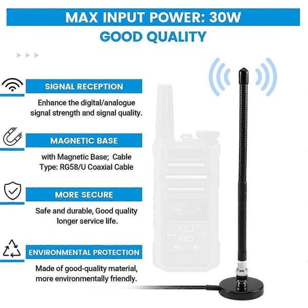 CB Antenne 27MHz Blød Pisk Magnetisk Base BNC PL259 Stik CB Antenne til Cobra