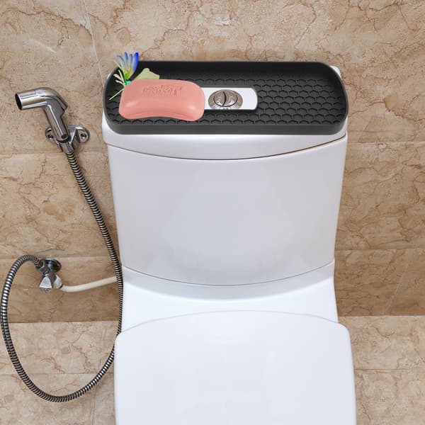 Silikone toiletbakke med hul Badeværelsesvaskbakke Rektangulær vaskesæbebakke Parfume Makeup Organizer til væv