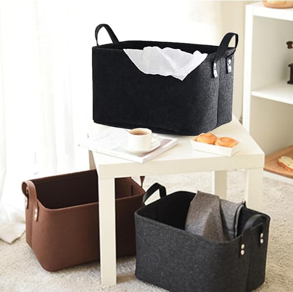 Black Basket, Black Storage Box, Felt Storage Boxes, Storage Baskets, Felt Storage Basket, Foldable Open Storage Bins