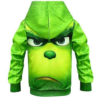 Grinch-hettegenser for gutter, morsom julehettegenser, hettegenser (13-14 år)