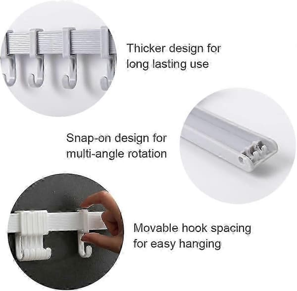 Kitchen Utensil Holder Wall Mounted - 2 sets, wall mounted self-adhesive wall hook rack without drilling with 6 sliding hooks