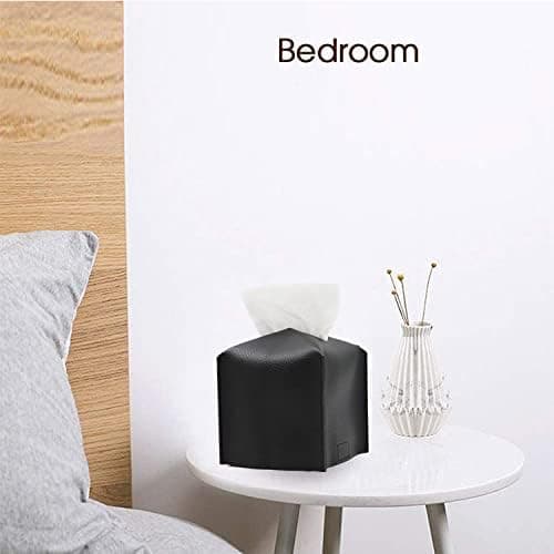 Tissue Box Cover, Modern PU Leather Square Tissue Box Holder,