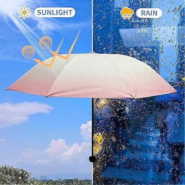 Mini Kompakt Sol- og Regnreise Paraply Bærbart Paraply Sammenleggbart Reise Vindtett Paraply UV-Paraply For Solbeskyttelse
