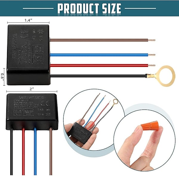 Touch Lamp Switch 2-pack, Touch Lamp Control Module för dimbara LED-lampor, lampbytare K