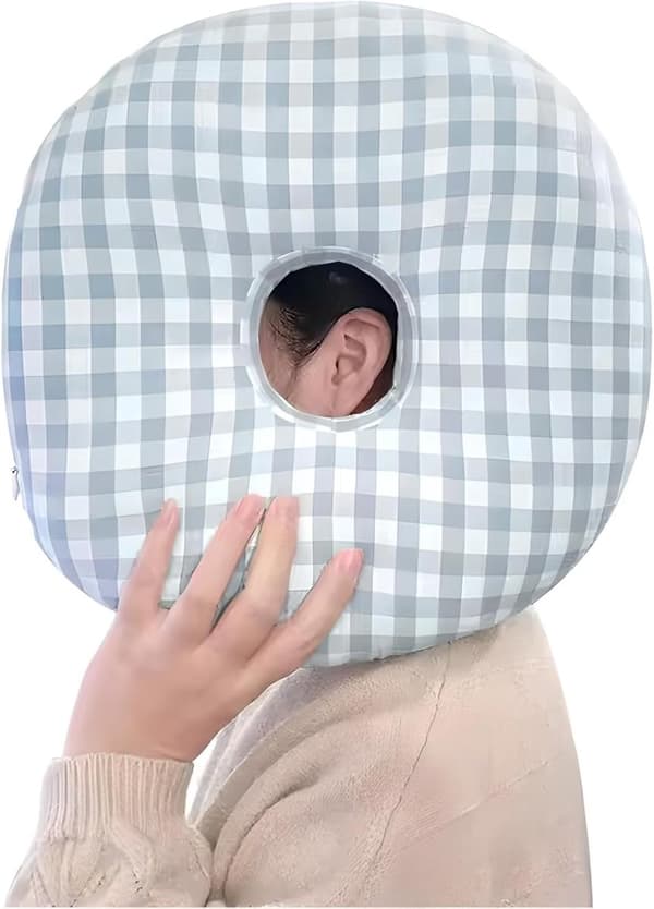 Piercing Pillow - Donut Pillow with Ear Hole - Side Sleeper Pillow - Adjustable Filling - 30 x 30 cm - Piercing Pillow - Side Sleeper Pillow