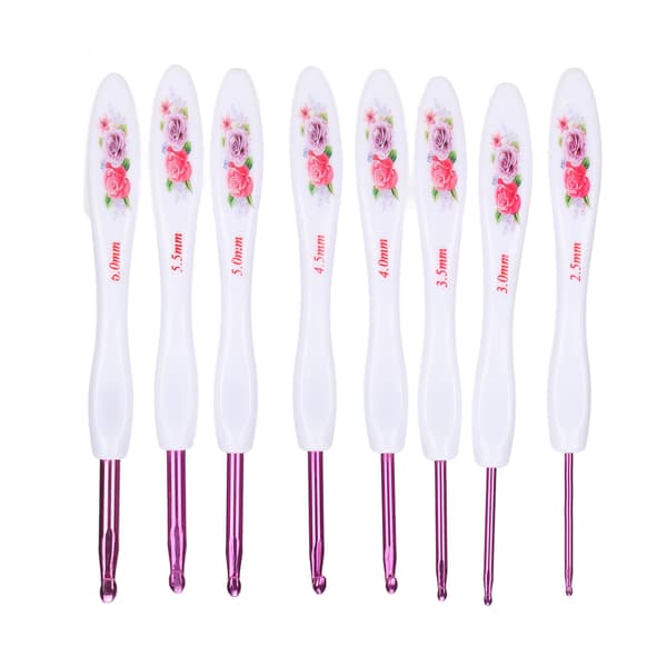 8 Pcs Crochet Hooks Bent Soft Handle Comfortable Portable Knitting Tool for Weaving Enthusiasts Pink