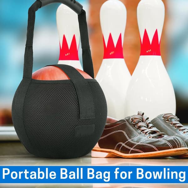 Bowling Net Bag, Single Bowling Ball Bag with Reinforced Handle, Black