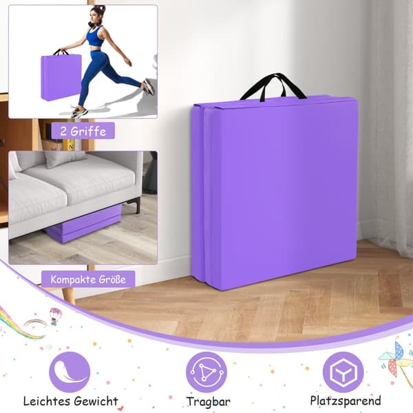 Foldable exercise mat, portable with handle, 180x60 cm