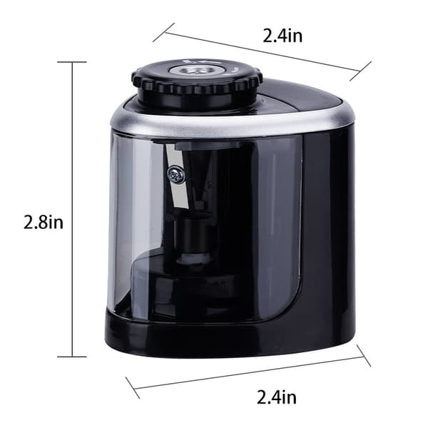 Black - 1-piece electronic pencil sharpener, battery-powered pencil sharpener, replaceable blades, electric + manual pencil sharpener 2 modes, safe