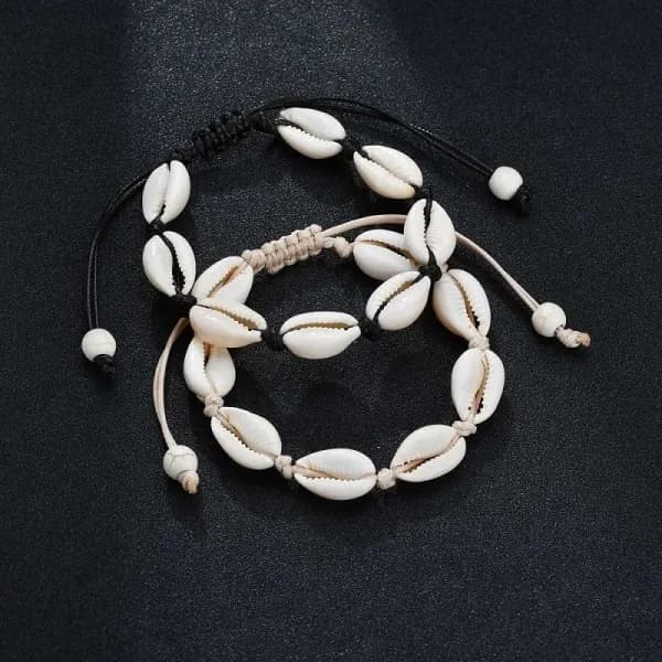 Adjustable Bracelet with White Shells - White White-tfrf