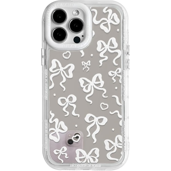Kompatibel med iPhone 15 Pro Cover Sødt Spejl Rosette Kærlighed Hjerte Mønster til Piger Bånd Design Stødsikkert Beskyttende Telef iPhone 15 Pro