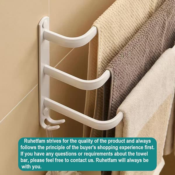 Wall-mounted towel rack, 60 cm, drill-free installation, white, bathroom and kitchen accessory