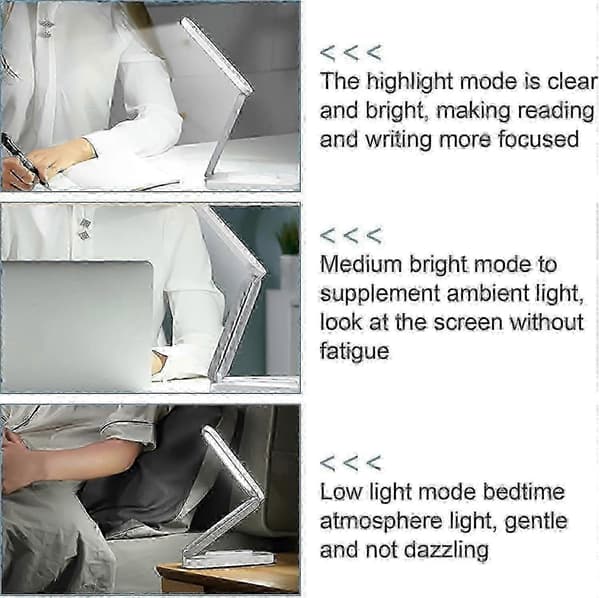 Foldable Cordless LED Desk Lamp - Dimmable Table Lamp with 3 Brightness Levels - USB Rechargeable Edition