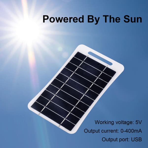 5V/2W Small Solar Panel with USB Port, Waterproof Monocrystalline Silicon Solar Cell