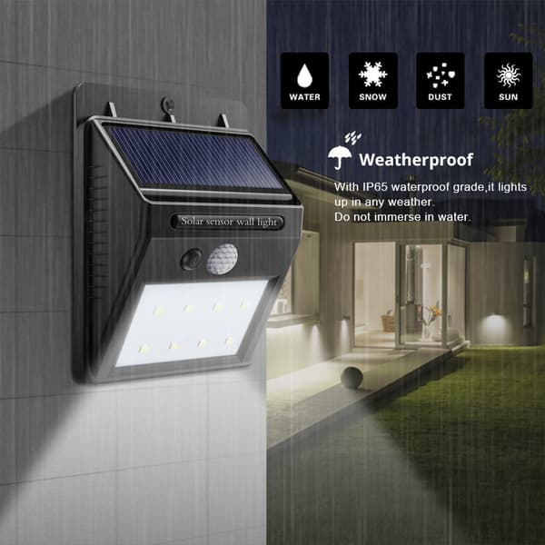 Sett med 4 utendørs solcellelamper, 20 stk LED vanntette utendørs solcellelamper med bevegelsessensor, utendørs solcellebelysning-FX-