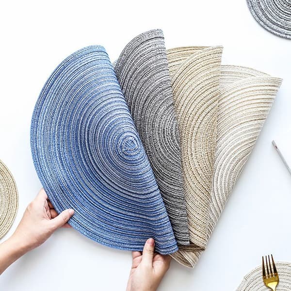 Round Home Decor Weaving Placemat Dining Table Mat, 36cm Heat Resistant Kitchen Non-Slip Mat