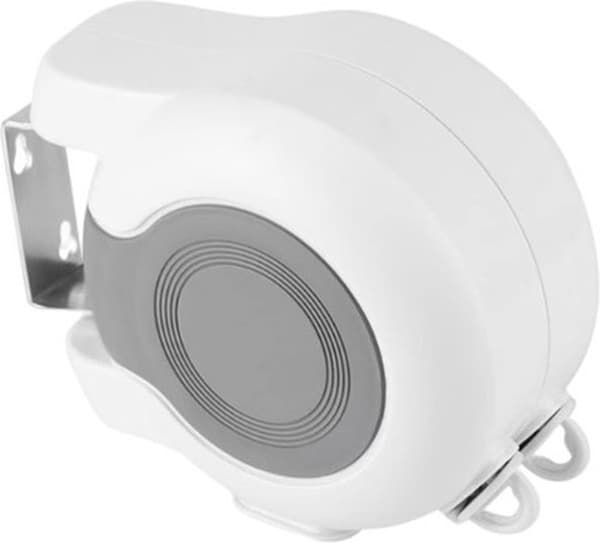Clothesline - Extendable - 26 Meters - Retractable Drying Line - Space-saving - Includes 24 Clothespins - White/Grey