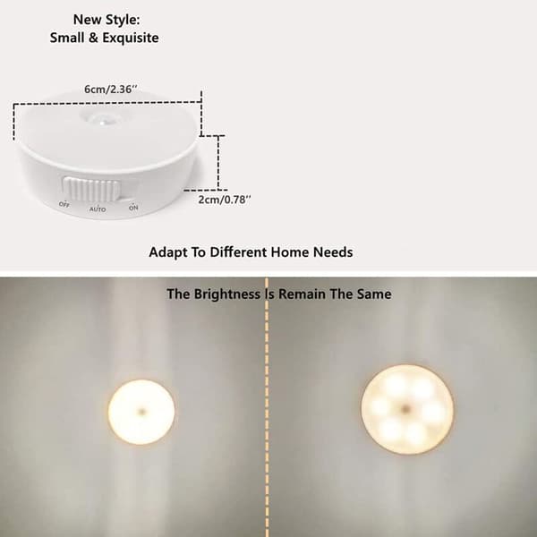 3-pack LED-nattlampa med rörelsesensor, magnetfäste, ingen sticka, för kök, sovrum, garderob, toalett, badrum, garderob, trappor