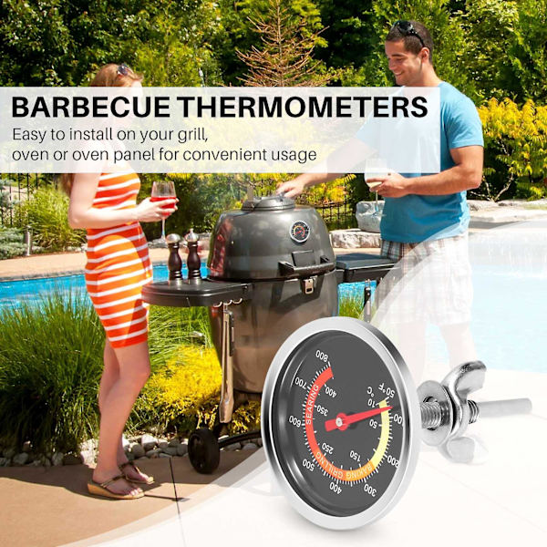 BBQ Grill Termometer, Kullgrill Røyk Termometer Pit BBQ Pizza Ovn Th