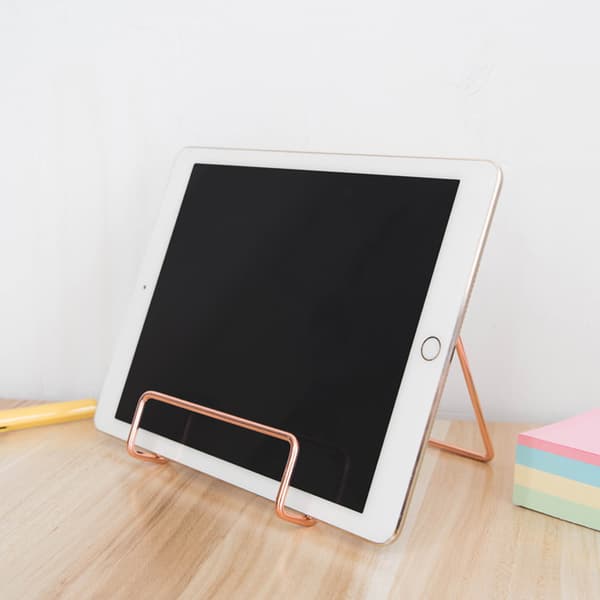 Metal Bookends, Adjustable Reading Stand for Cookbooks Foldable Tablet Creative Geometric Storage Shelf