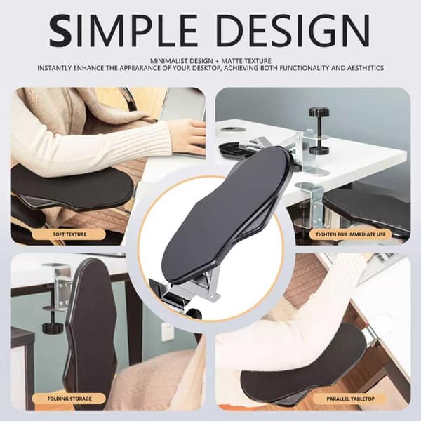 Ergonomisk armlæn til computer til skrivebord, 180° roterende og 90° foldbart armlæn