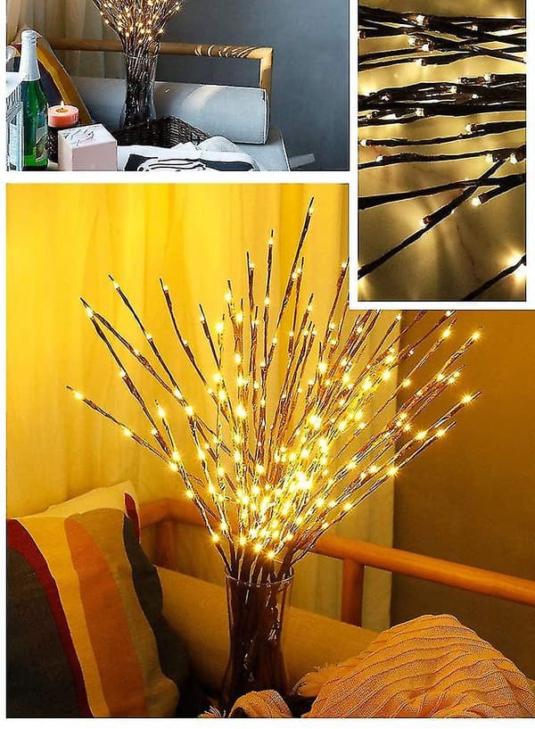 Lysende grener / Dekorasjonsgrener Brune med 20 LED-lys