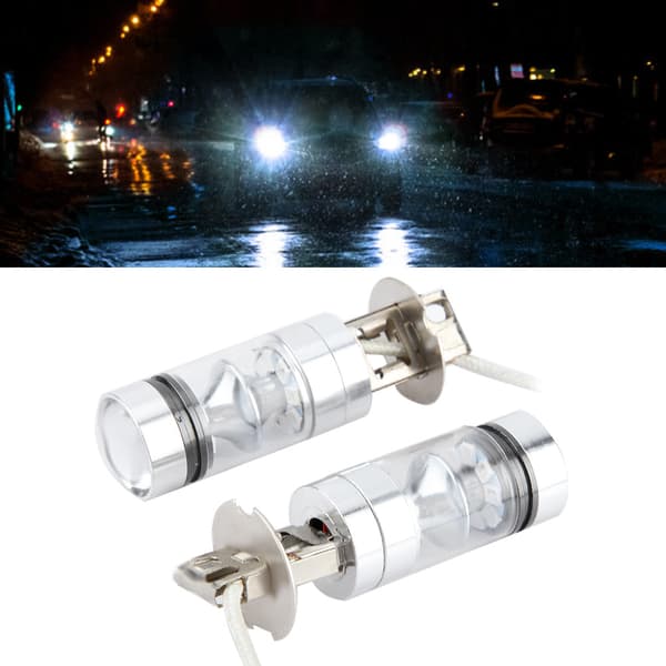 2x H3 6000K Blå 100W LED-frontlyspærer Kit Tåkelys Bilkjørelys