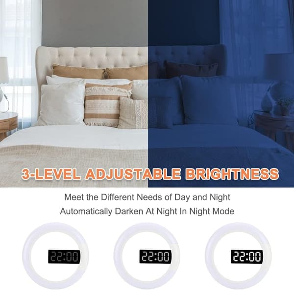 LED Digital Wall Clock with Remote Control, USB Powered Wall Clock, 12/24