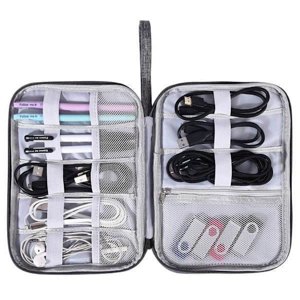 Travel Cable Bag Organizer Charger Compatible with Storage Electronics USB Case Dark Blue