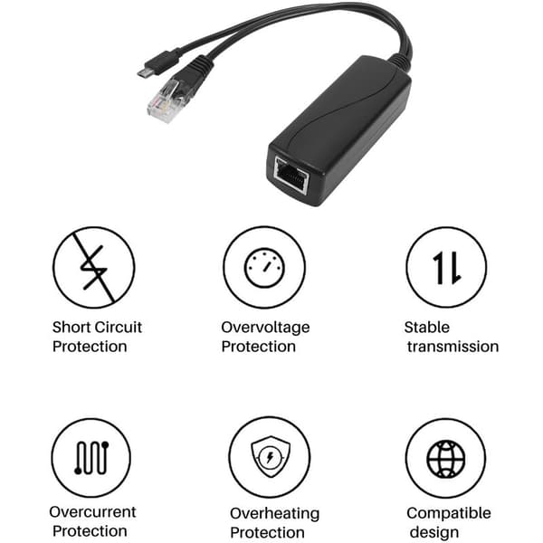 Standard POE-strømforsyningsmodulsplitter 48V til 5V2.4A USB-interface-splitter