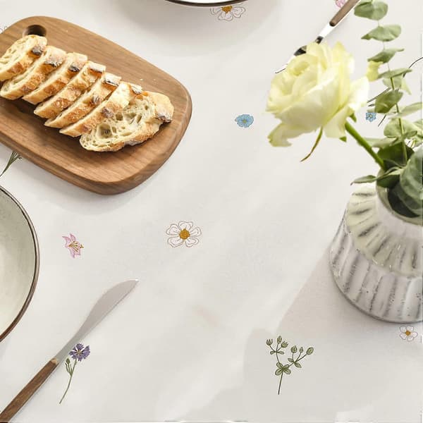 Rektangulær dug til forår og sommer, borddug med vilde blomster