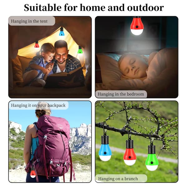 Campinglampe, 3x LED-lampe batteridrevet