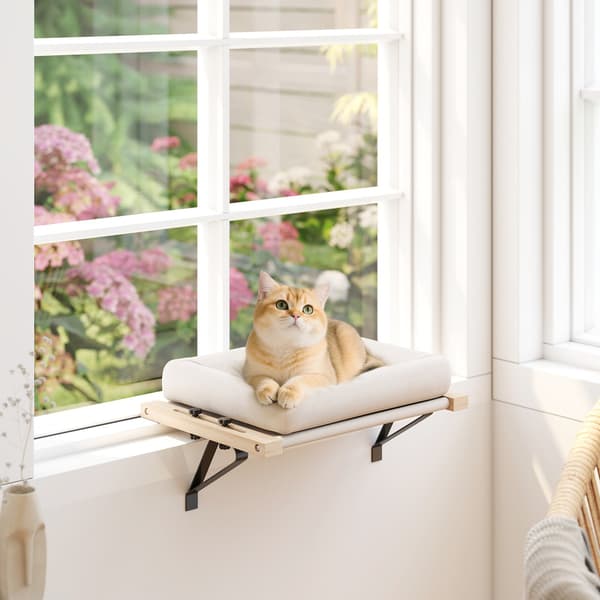 Cat House for Windowsills and Heaters, Cushion, Wooden Frame
