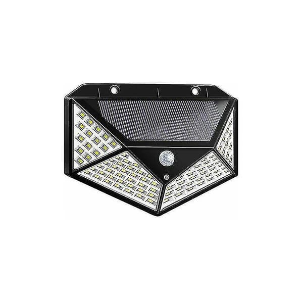 2 stk. solcellelamper med bevegelsessensor, 100 LED firkantet lyssterk solvägglampe
