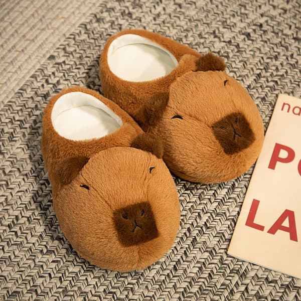 Tegneserie Capybara Varme Hjemmesko Bløde Skridsikre Hjemmesko e Plus