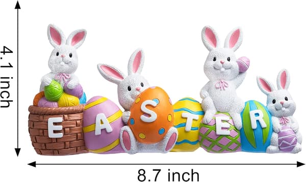 Påskehare Egg med \"Påske\" Resin Midtstykke 4 Kanin og Egg Borddekorasjon Påskeform