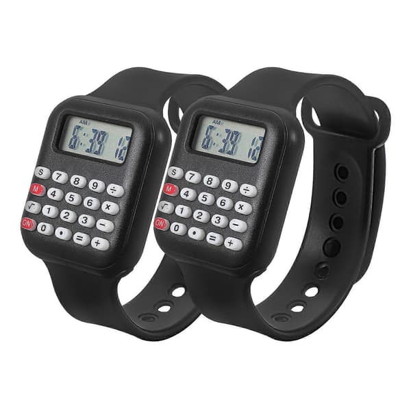2 stk bærbare multifunksjonelle elektroniske kalkulatorarmbåndsur for barn, gutter og jenter, små og kreative kalkulatorur